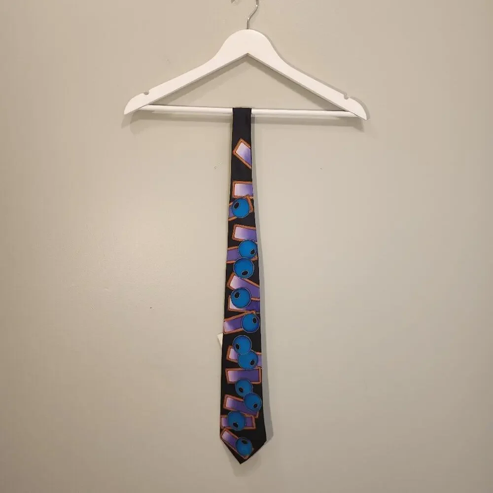 Vintage Silk Tie Art To Wear 90's Design Retro Bold Abstract Unique Hand Painted